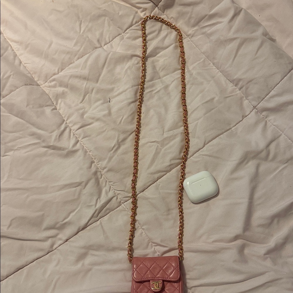 Chanel Vintage Lambskin Leather MICRO Crossbody Bag perfect fit to carry AirPods